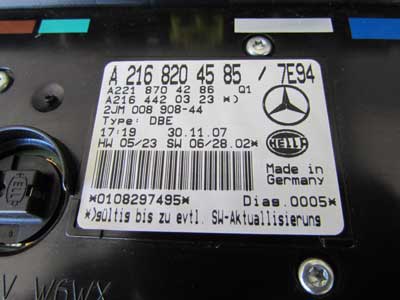 Mercedes Overhead Dome Light Sunroof Control Switch 2168204585 07-10 CL550 S550 C216 W2217